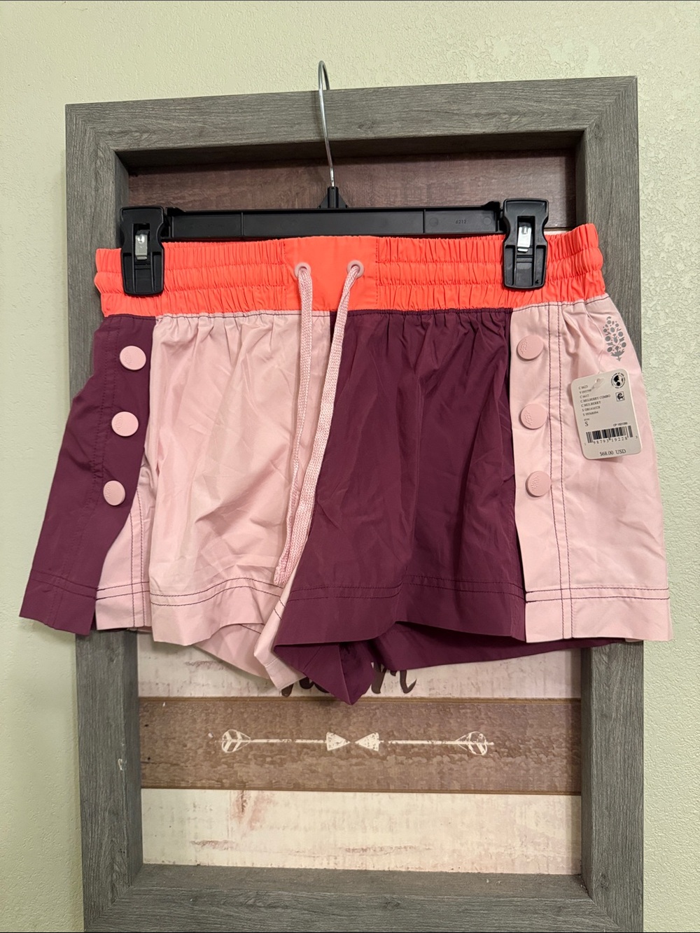 FP Movement by Free People Invigorate ColorBlock Shorts Coral Waistband